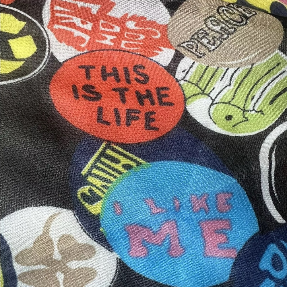 Moschino Silk Peace and Love Activist Button Scarf. - Picture 8 of 13